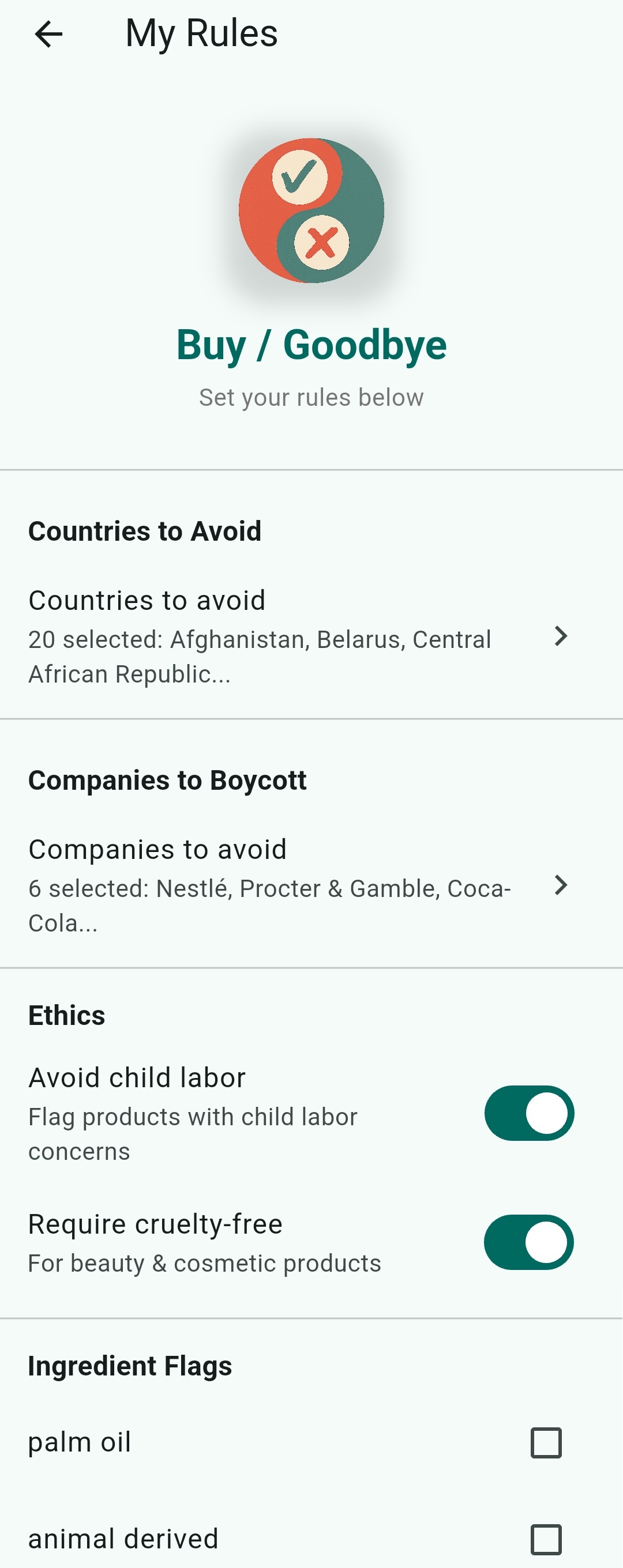 Buy or Goodbye - Boycott rules